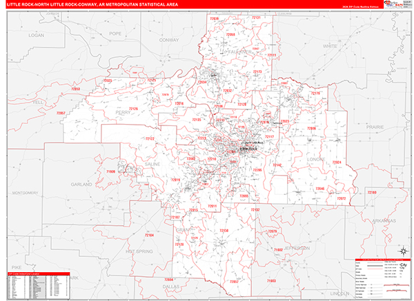 Little Rock-North Little Rock-Conway Metro Area Wall Map